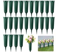 24 Pack Memorial Flower Vase Plastic Cemetery Vases with Spikes Cemetery Decorations for Grave Decorations for Cemetery Vases for Flowers Flowers for Grave Vase