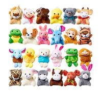 24 Pack Mini Animal Plush Toy Assortment (24 Units 6cm), Cute Animals Keychain, Small Stuffed Animal Bulk for Kids, Carnival Prizes, School Gifts (A)