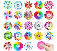 24 Pack Mini Party Bag Fillers for Kids - Bulk Rainbow Fidget Spinners, Ideal for Pass the Parcel Prizes, Birthday Gifts, Classroom Rewards & Sensory Fidget Toys(1.6 Inch)