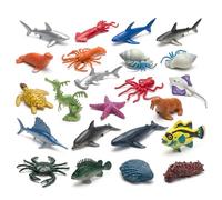 24 Pack Mini Sea Animals Toys for Kids, Realistic Ocean Creatures Figures, Plastic Animals Marine Life Bath Toys, Party Favors Educational & Cake Toppers for Toddlers Children Girls Boys (Sea)