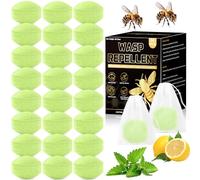 24 Pack Natural Peppermint Oil Wasp & Bee Repellent Outdoor, Carpenter Bee Repellent for Yellow Jackets, Hornets, Mud Wasps Deterrent for Indoor Outdoor Patio Garden Porch, Pet and Human Safe, Green