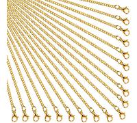 24 Pack Necklace Chains Gold Plated DIY Link Chain Necklace with Lobster Clasps for Women DIY Jewelry Making Supplies (20 Inch)