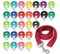 24 Pack Nylon Dog Training Leash Bulk 5 ft Dog Leash for Small and Medium Puppy Traction Rope for Training, Play, Camping, or Backyard, 12 Assorted Colors(Bright Colors)