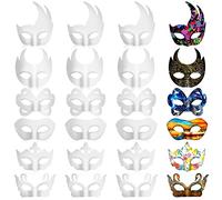 24 Pack Paper Mache Art Masks Half Face White Craft Masks DIY Blank Masks Mardi Gras Cosplay Party Masquerade Mask (Stylish Style)