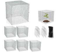 24 Pack Plant Protection Wire Mesh 30x30cm Chicken Wire Bell Square Wire Plant Cage with 24 Ground Stakes & 100 Ties DIY Metal Garden Fence for Flowers Vegetables and Plant Protection