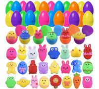 24 Pack Plastic Easter Eggs Prefilled with Toys, Non Candy Pre Stuffed Easter Eggs with Squishy Egg Toys Inside, Surprise Eggs for Easter Egg Hunt, Easter Basket Stuffers