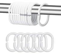 24 Pack Plastic Shower Curtain Rings White - Durable C-Type Hooks for Bathroom, Shower or Window Rod - Easy Fit, Rust-Free & Lightweight