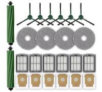 (24 Pack) Plus 505 Combo Replacement Parts for iRobot Plus 505 Combo robot/Plus 405 Combo Robot Vacuum, 2 Roller Brushes, 6 Dust Bags, 4 Mop Pads, 6 Side Brushes, 6 HEPA Filters