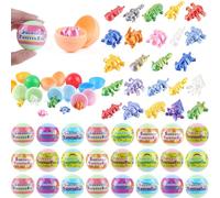 24 Pack Prefilled Easter Eggs with 3D Printed Animal, Filled Easter Eggs for Egg Hunt Mini Articulated Flexible Animals Figures Set for for Kids Easter Basket Stuffers, Party Favor, Classroom Rewards