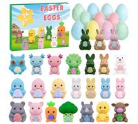 24 Pack Prefilled Easter Eggs with 3D Printed Knitted Animals - Amigurumi Style Figurines Positive Cardfor Egg Hunt Easter Party Favors for Kids Boys Girls Easter Basket Stuffers Party Favors