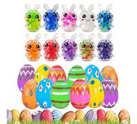 24 Pack Prefilled Easter Eggs with Squeeze Toys, Filled Easter Eggs with Rabbit Squishy Toys, Easter Bunny Squeeze Balls, Basket Stuffers for Kids Easter Egg Hunt, Stress Release, Party Favor