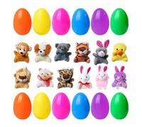 24 Pack Prefilled Easter Eggs with Stuffed Animals, Easter Basket Stuffers, 3.15" Easter Egg Fillers, Easter Toys Bulk, Easter Egg Hunt, Prizes Classroom Events, Easter G'ifts, Easte Party Favors