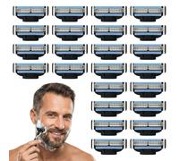 24 Pack Razor Blades Replacement, Men Razor Blades, Manual Razor Blades | Professional Barber Beard Blades, 3-layer Stainless Steel for Gillette Mach 3, Washable, Smooth Shave Gift-ready
