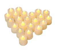24 Pack Realistic and Bright Flickering Battery Operated Flameless LED Tea Lights Candles for Halloween Weddings Festivals Decoration in Warm Yellow