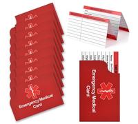 24 Pack Red Emergency Medical ID Wallet - Pocket Size, Medication List, Caretaker Cards