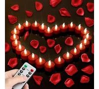 24 Pack Remote Control LED Tea Lights Battery Operated Flameless Candles 5Pcs Realistic and Bright Flickering Long Lasting 400 Hours Electric Candles for Christmas Home Party Wedding Decor (Red)