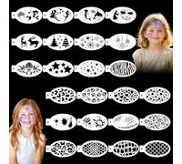 24 Pack Reusable Face & Body Paint Stencils - Durable Face Painting Stencil Body Painting Stencil Makeup Templates for Kids, Holiday Parties, and Body Art (24 Unique Designs)