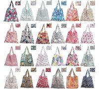 24 Pack Reusable Grocery Bags, Polyester Shopping Bags for Groceries, Multi Styles Foldable Tote Bags Bulk, Machine Washable Storage Pouch Gift Bag Great for Daily Use, Travel, Sport, Promotion