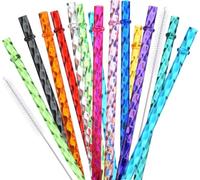 24 Pack Reusable Plastic Clear Swirl Straws, 11" Long Colorful Hard Plastic Tumbler Replacement Straws for 16 OZ 20 OZ 30 OZ Stanley, YETI, Starbucks, Mason Jars, Travel Cups with Brush