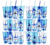 24 Pack Reusable Plastic Cups with Lids and Straws, 700ml Cold Tumbler Cups for Cold Drinks, Iced Coffee, Travel and Smoothies, Party Cups for Adults Travel Beach Picnic Birthdays