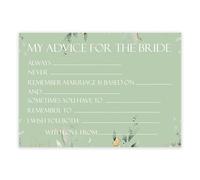 24 Pack Sage Green My Advice for The Bride Cards - A5 Size (148 x 210mm) Botanical Flowers Design with White Text Hen Party Bridal Shower Games, Bachelorette Accessories Keepsake Activity