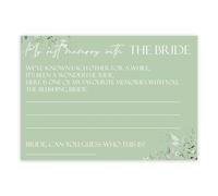 24 Pack Sage Green 'My Best Memory with The Bride' Cards - A5 Size (148 x 210mm) Botanical Flowers with White Text Hen Party Game, Bachelorette Keepsake & Bridal Shower Activity