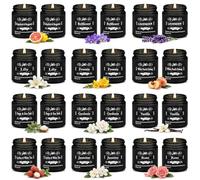 24 Pack Scented Candles Gift Set, 12 Assorted Fragrance Black Jar Candles | Soy Wax Jar Candles with Lids for Women, 2 of Each Scent, Individually Box for Birthday Gift Spa Home Fragrance Relaxation