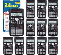 24 Pack Scientific Calculators Bulk, 2-Line Large Screen Display 240 Functions Scientific Calculators for Students, Math Algebra Fraction Calculator for High School College School