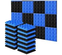 24 Pack Self-Adhesive Acoustic Foam Panels -Soundproof Wall Tiles for Noise Control Cinema, Gaming Room(12 black+12 blue)