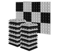 24 Pack Self-Adhesive Acoustic Foam Panels -Soundproof Wall Tiles for Noise Control Cinema, Gaming Room(12 black+12 gray)