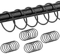 24 Pack Shower Curtain Rings,Black Rustproof Shower Curtain Hooks,Metal Round Shower Ring Hooks for Bathroom,Changing Room,Windows,Home Decoration,Glide Easily on Curtain Shower Rods,Easy Open Close