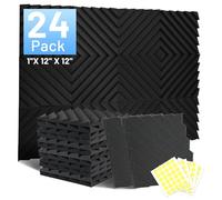 24 Pack Sound Proofing Panels, 1" X 12" X 12"Acoustic Wall Panels, Soundproofing Acoustic Foam Panles, Sound Proof Panels, Sound Absorbing Panels for Studio, Home, Office, with Double Sided Tape