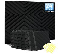 24 Pack Sound Proofing Panels, 2" X 12" X 12"Acoustic Wall Panels, Soundproofing Acoustic Foam Panles, Sound Proof Panels, Sound Absorbing Panels for Studio, Home, Office, with Double Sided Tape