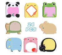 24 Pack Sticky Notes - Cartoon Animals Sticky Notes, Cute Self-Stick Post Pads Set, Removable Self-Sticking Notes for School, Office, Home, Class, Walls, Monitors, Fridge (8 Styles)