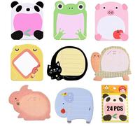 24 Pack Sticky Notes, Cute Sticky Notes Set, Cartoon Animals Sticky Notes, Small Pastel Sticky Notes, Refrigerator Sticky Notes, Party Bags Filler for School, Office, 20 Sheets per Pad, 8 Animals
