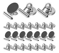 24 Pack Strong Magnetic Clips, Fridge Magnets, Scratch-Free Fridge Magnets Clips, Whiteboard Magnets Clips, Wall Magnet Clips, Clips Magnet for fridge, Magnet with Clips for Whiteboard - Silver