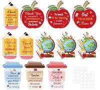 24 Pack Teacher Gift Card Holders Best Teacher Ever Card Funny Greeting Cards Sleeves Appreciation Cards for School Office Exchange Supplies