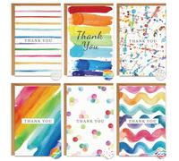 24 Pack Thank You Cards for Teacher 4x6 Blank Appreciation Cards Bulk 300gsm Textured Cardstock with Envelopes Stickers for Men, Women, Kids, Wedding, Business, Baby Shower and more (Thank You)