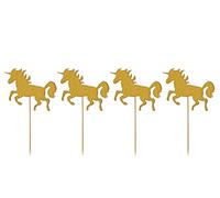 24 Pack Unicorn Cupcake Toppers Gold Glitter Cake Toppers Food Picks Decorations for Baby Shower Kid’s Birthday Party Decoration by Topfunyy
