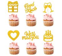 24 Pack We Will Miss You Cupcake Toppers, Glitter Heart Good Luck Cupcake Picks, Retirement Party Cake Decorations, Perfect for Graduation Retirement Going Away Party Cake Decorations A6-SJTXXCP