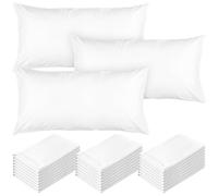 24 Pack White King Size Pillow Cases Bulk, 50 x 90 cm Soft Microfibre Housewife Pillowcases with Envelope Closure for Hotels, Spas, Guest Rooms and Rental Bedding