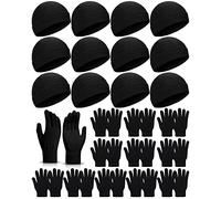 24 Pack Winter Beanies Gloves Cold Weather Unisex Hat Warm Knit Gloves Beanies in Bulk for Men Women, Warm Cozy Gift, Black, One Size
