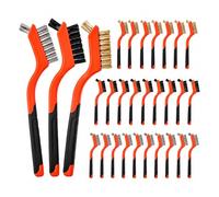 24 Pack Wire Brush Cleaning Set, Brass Stainless Steel Nylon Brushes | Small detail brushes for BBQ grates, stove grates, tools, bolts and workshop cleaning.