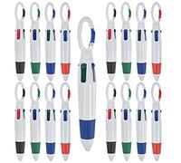 24 Packs Ballpoint Pens Retractable Shuttle Pen | 4-in-1 Multicolor Retractable Ballpoint Pens 0.7mm Ink Pens with with Carabiner Keychain On Top for Office School Supplies