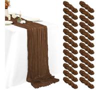 24 Packs Brown Cheesecloth Table Runner,Gauze Boho Rustic Table Runners Cheese Cloth Long Table Runner for Wedding Bridal Shower Birthday Party Table Decor.(20x70 Inch)