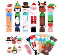 24 Packs Christmas Crackers,DIY Xmas Party Crackers,Christmas Party Cracker Candy Paper Boxes Novelty Decorations,Xmas Luxury Cracker Candy Paper Boxes with Hats for Gift