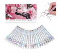 24 Packs Color Gel Ink Pens Set for Drawing & Coloring, 2026 3D Acrylic Paint Markers 3D Doodle Pen, 1.0mm Multicolour Markers, Gel Pens for Black Paper, Drawing, DIY and Art Crafts (Set)