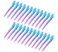 24 Packs Duck Bill Clips, Bantoye 3.35 Inches Rustproof Metal Alligator Curl Clips with Holes for Hair Styling, Hair Coloring, Gradient Blue