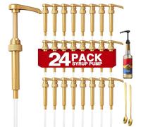 24 Packs Gold Coffee Syrup Pump Dispenser, Compatible with 25.4 Oz/750ml Bottles, Great for Home & Coffee Bar Drinking Mixes, Tea, Beverage, Cocktails, Free Spoons