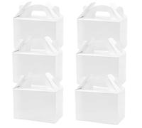 24 Packs White Gift Wrapping Boxes Repurposable Present Cardboard Box With Carrying Handle DIY Blank Box Halloween Christmas New Year's Day Weddings Birthdays Anniversaries